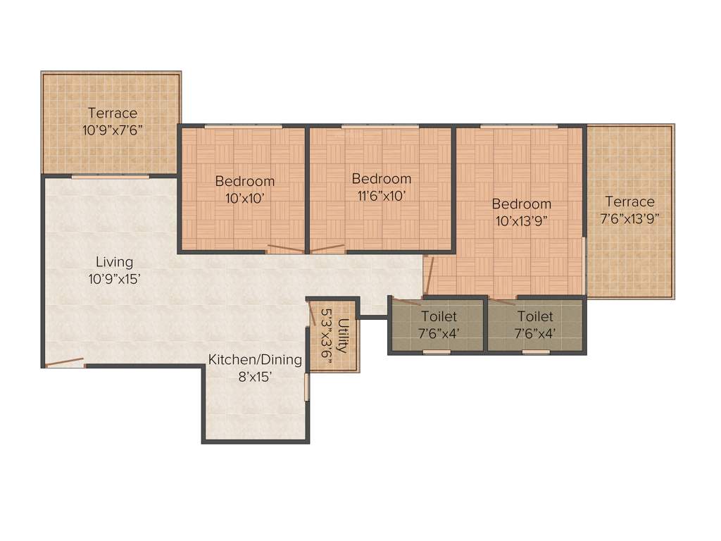 Maruti Central Park Residences (3BHK+2T (1,266 sq ft) 1266 sq ft)