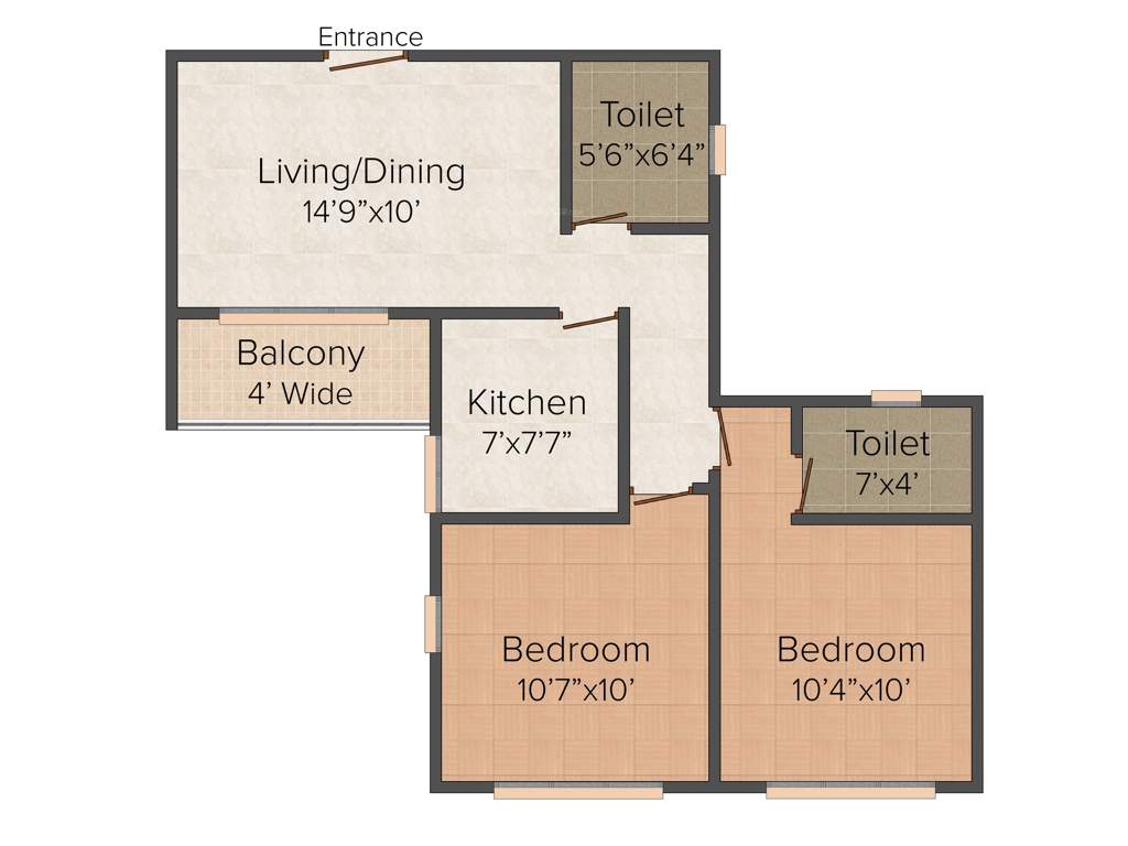 Jain Group Dream Eco City 2BHK+2T (880 sq ft)