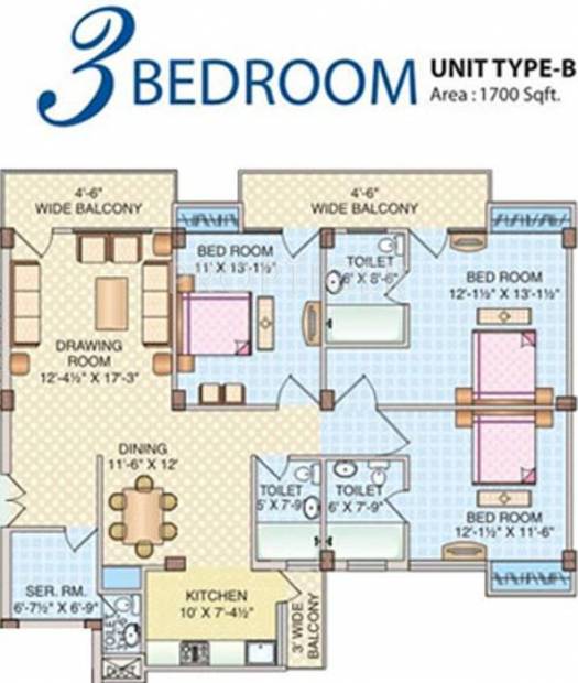 Pacific Estate (3BHK+3T (1,700 sq ft) 1700 sq ft)