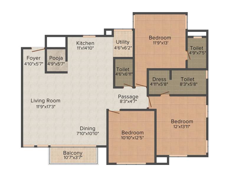 Pratham Bluets (3BHK+3T (2,022 sq ft) + Pooja Room 2022 sq ft)