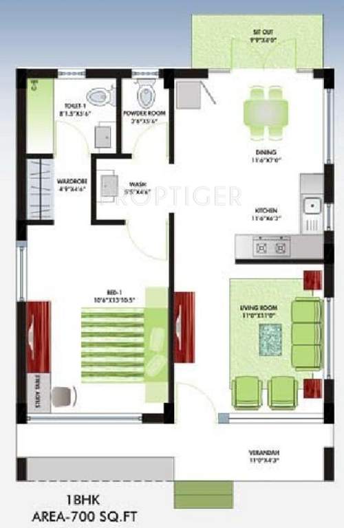 Bahri Hill View Villas (1BHK+1T (700 sq ft) 700 sq ft)