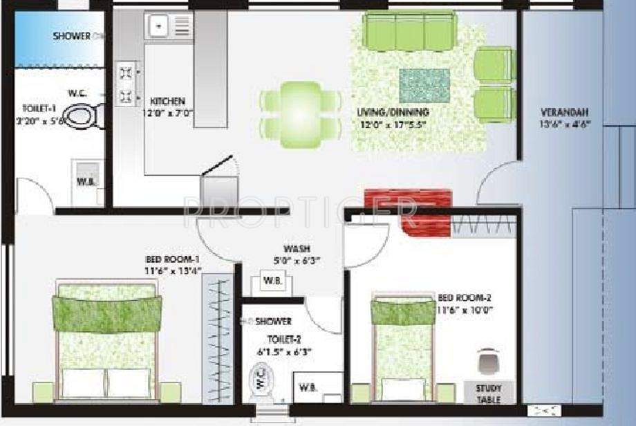 Bahri Hill View Villas (2BHK+2T (900 sq ft) 900 sq ft)