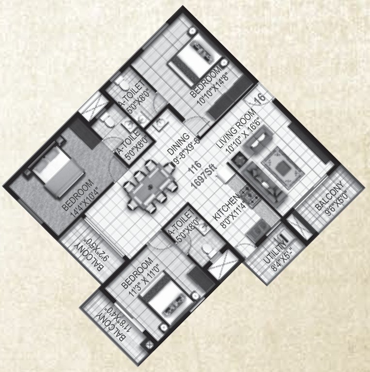 Sandeep Square (3BHK+3T (1,697 sq ft) 1697 sq ft)