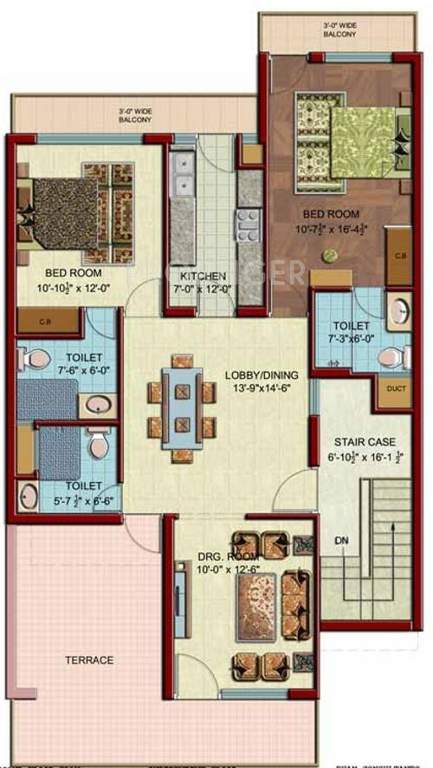 Janta Canal View (2BHK+2T (1,264 sq ft) 1264 sq ft)