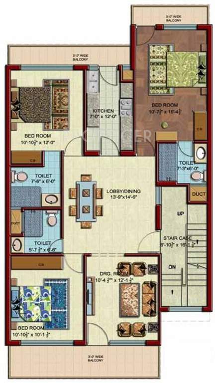 Janta Canal View (3BHK+3T (1,530 sq ft) 1530 sq ft)