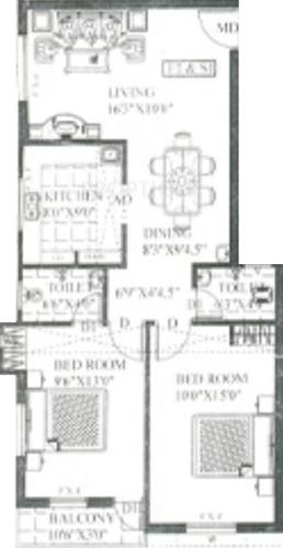 Guru Guru Sakthi Apartments (2BHK+2T (895 sq ft) 895 sq ft)