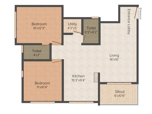 Ravi Amruta Heights (2BHK+2T (1,025 sq ft) 1025 sq ft)