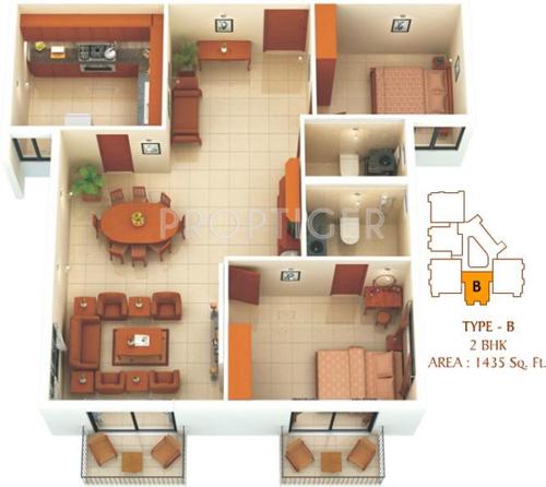 Relcon Dezira (2BHK+2T (1,435 sq ft) 1435 sq ft)