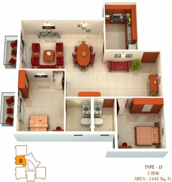 Relcon Dezira (2BHK+2T (1,445 sq ft) 1445 sq ft)