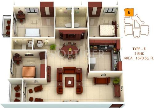 Relcon Dezira (3BHK+3T (1,670 sq ft) 1670 sq ft)