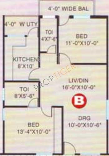 SMR SMR Vinay Regency (2BHK+2T (1,015 sq ft) 1015 sq ft)