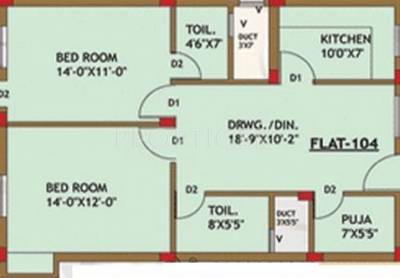 Floor Plan (2BHK+2T + Pooja Room) Ansu Infra Binodini Complex Floor Plan (2BHK+2T + Pooja Room)