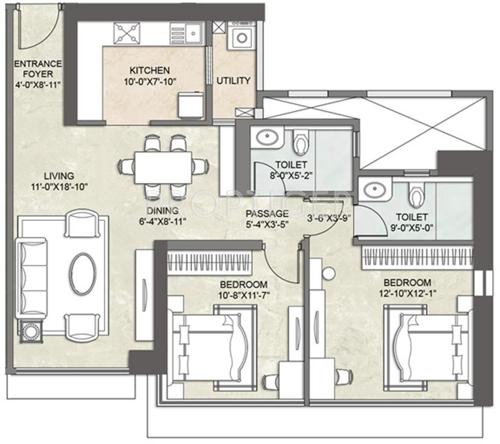 Kalpataru Imperial (2BHK+2T (1,331 sq ft) 1331 sq ft)