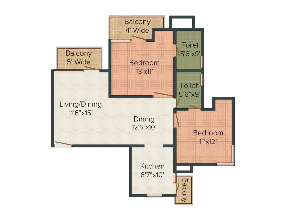 Geoworks 1000 Trees (2BHK+2T (1,252 sq ft) 1252 sq ft)