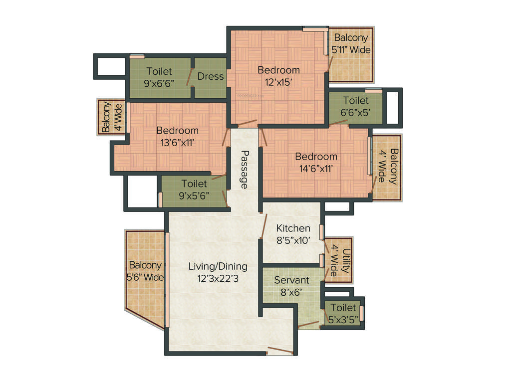 Geoworks 1000 Trees (3BHK+3T (1,925 sq ft)   Servant Room 1925 sq ft)