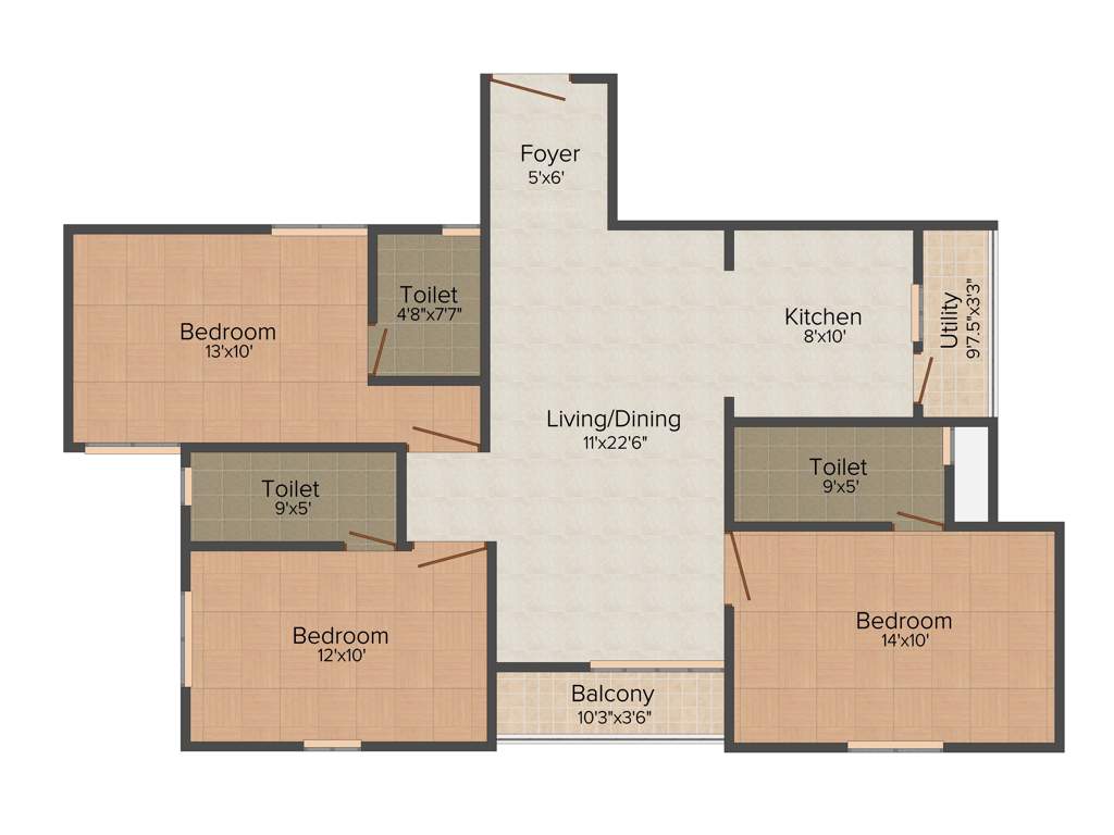 Agni Parveen Manor (3BHK+3T (1,380 sq ft) 1380 sq ft)