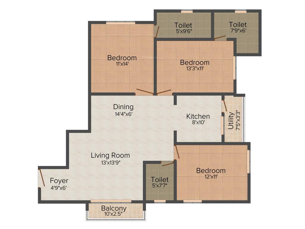 Agni Parveen Manor (3BHK+3T (1,426 sq ft) 1426 sq ft)