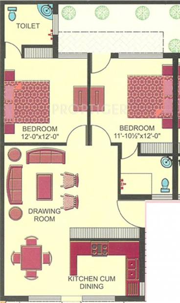 Bajwa NRI Apartments (2BHK+2T (950 sq ft) 950 sq ft)