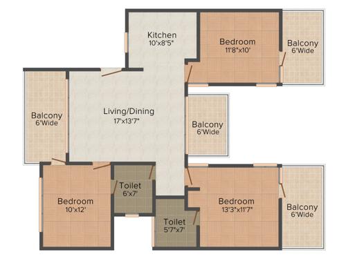 Aegis Gold Floors (3BHK+3T (1,310 sq ft) 1310 sq ft)