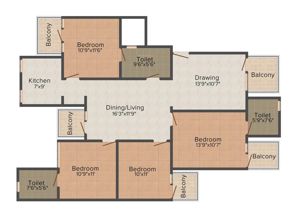 Aegis Gold Grande (4BHK+4T (1,600 sq ft) 1600 sq ft)