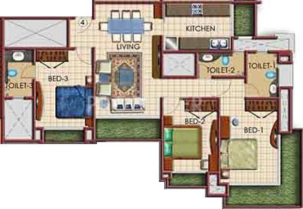 Marathon Onyx (3BHK+3T (1,444 sq ft) 1444 sq ft)