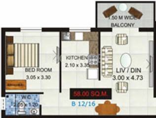 B and F Ivy Retreat (1BHK+1T (624 sq ft) 624 sq ft)