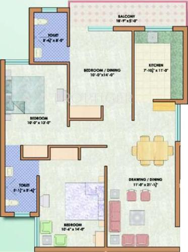 Raglan Gulmohar City Extension Appartment (3BHK+2T (1,200 sq ft) 1200 sq ft)