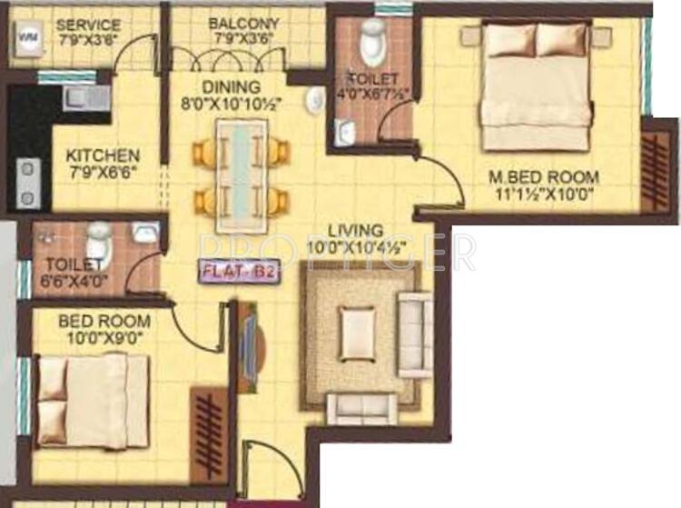 Madras Blossoms (2BHK+2T (823 sq ft) 823 sq ft)