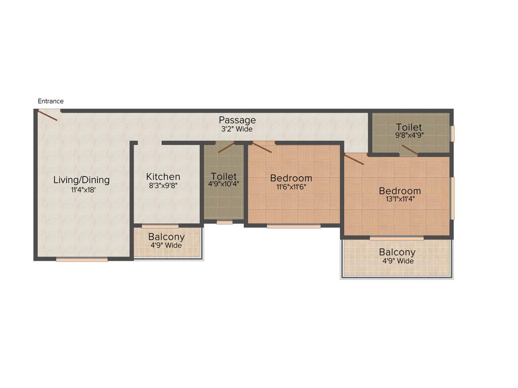 Raj Sairaj Residency (2BHK+2T (960 sq ft) 960 sq ft)