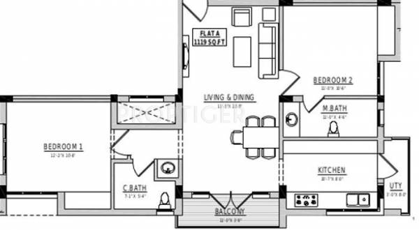 Rahul Temple View (2BHK+2T (1,119 sq ft) 1119 sq ft)