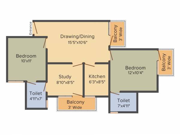Dhingra Gloria Elevated Living (2BHK+2T (1,005 sq ft) Study Room 1005 sq ft) Dhingra Gloria Elevated Living (2BHK+2T (1,005 sq ft) Study Room 1005 sq ft)