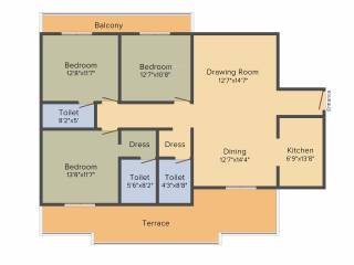 Vedic Terrace Heights (3BHK+3T (1,835 sq ft) 1835 sq ft)