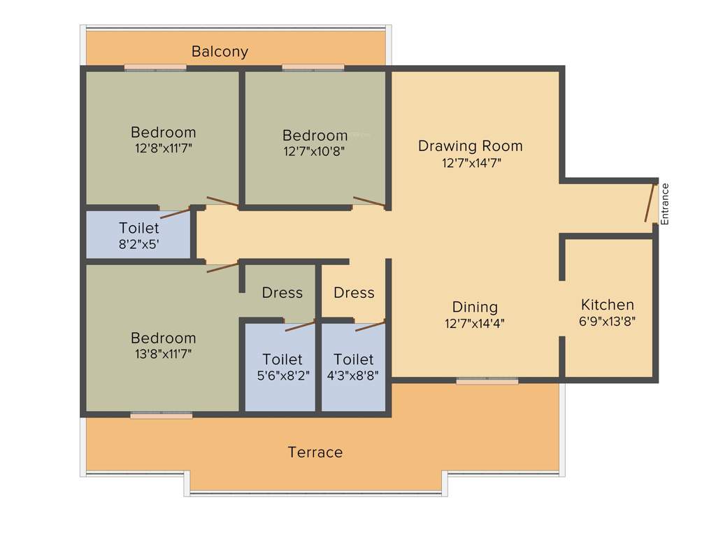 Vedic Terrace Heights (3BHK+3T (1,835 sq ft) 1835 sq ft)