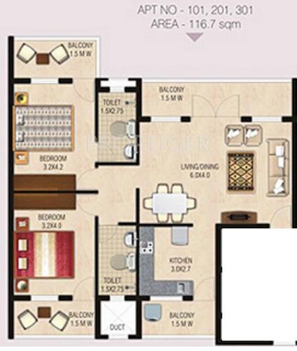 Frangipani Apartments (2BHK+2T (1,249 sq ft) 1249 sq ft) Frangipani Apartments (2BHK+2T (1,249 sq ft) 1249 sq ft)