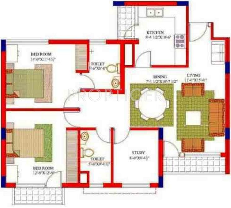 Marvel Acme Heights (2BHK+2T (1,286 sq ft) + Study Room 1286 sq ft)