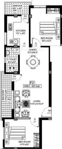 LJC Builders And Promoters Habitat (2BHK+1T (893 sq ft) 893 sq ft)