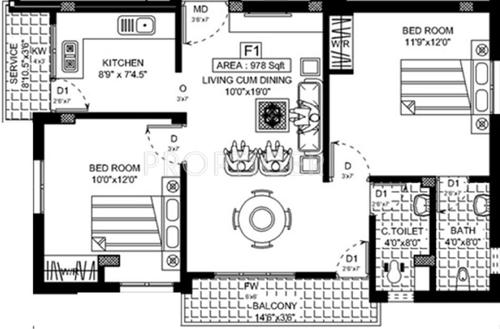 LJC Builders And Promoters Habitat (2BHK+2T (978 sq ft) 978 sq ft)