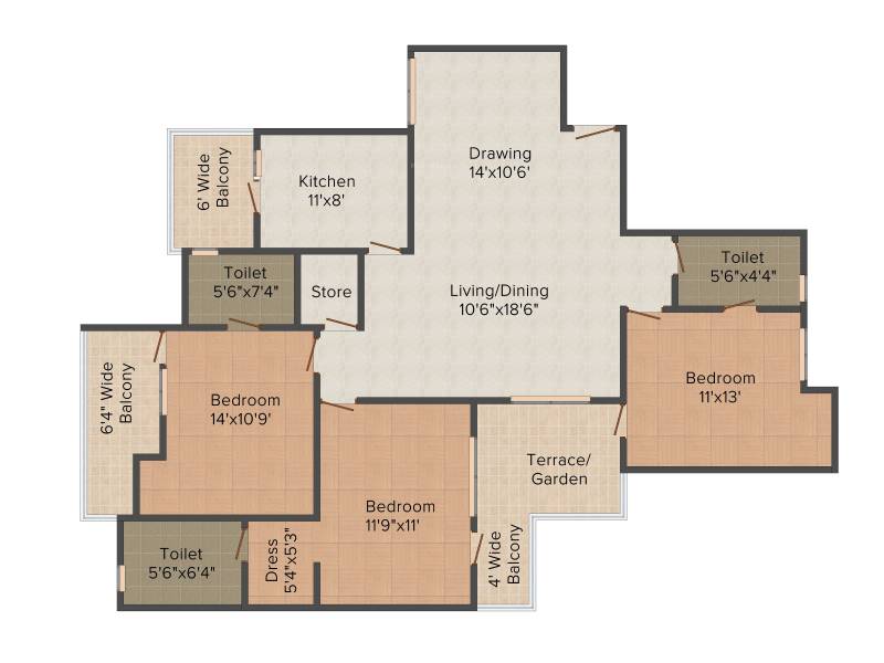 Motia Royal Citi Apartments (3BHK+2T (1,460 sq ft) 1460 sq ft)