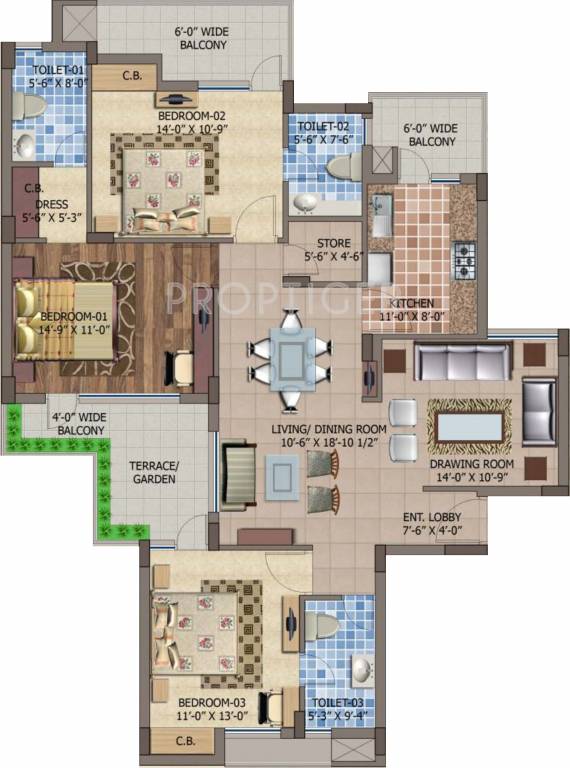 Motia Royal Citi Apartments (3BHK+3T (1,910 sq ft) 1910 sq ft)