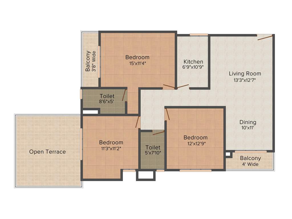 Vinayak Blossom County (3BHK+2T (1,555 sq ft) 1555 sq ft)