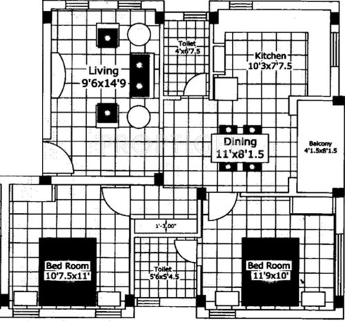 Rajam Aaradhanam (2BHK+2T (923 sq ft) 923 sq ft)