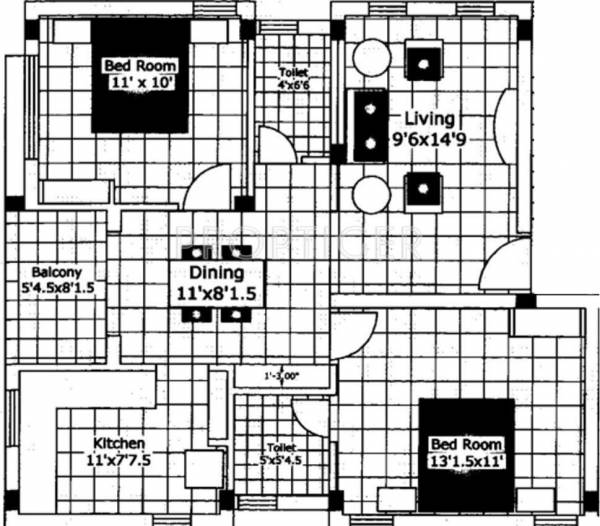 Rajam Aaradhanam (2BHK+2T (958 sq ft) 958 sq ft)