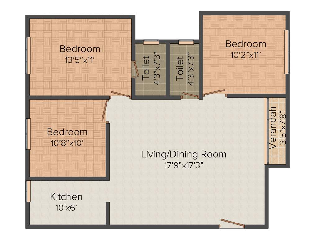 Tirupati Paradise (3BHK+2T (1,139 sq ft) 1139 sq ft)