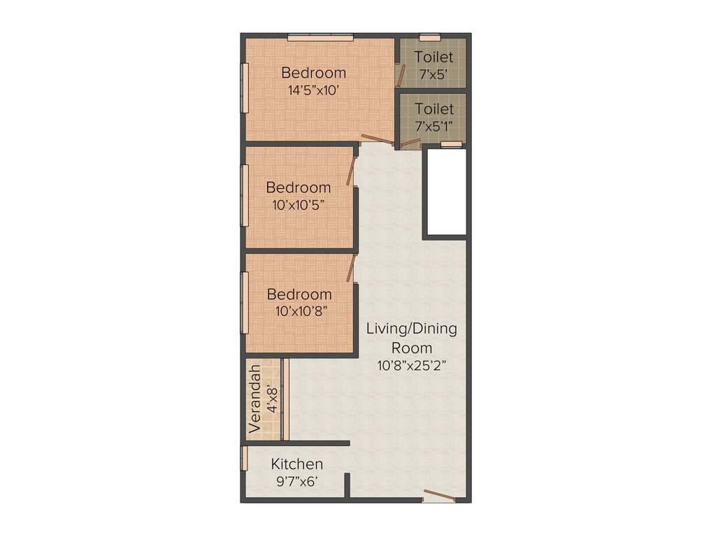 Tirupati Paradise (3BHK+2T (1,256 sq ft) 1256 sq ft)
