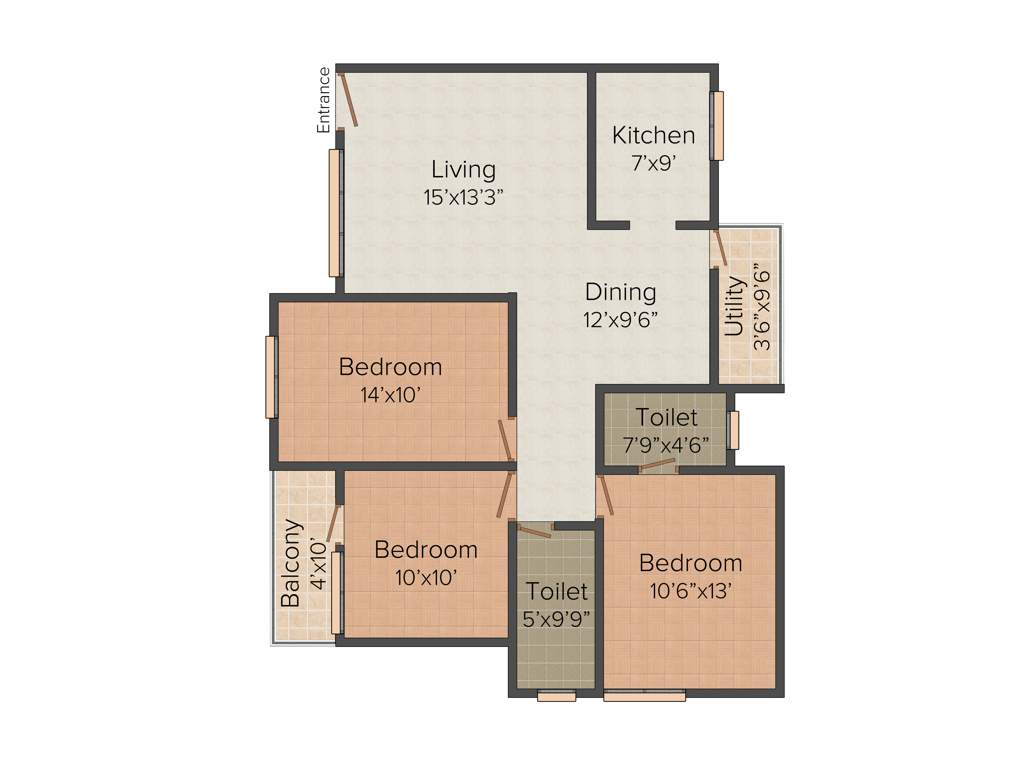 Shivaganga Silverline (3BHK+2T (1,280 sq ft) 1280 sq ft)