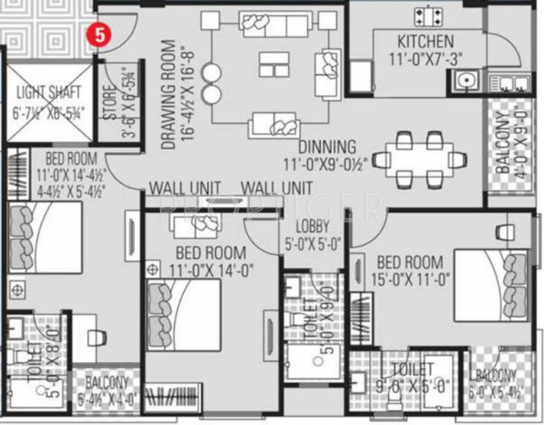 Dhanuka Sunshine Shalimar (3BHK+3T (1,858 sq ft) + Pooja Room 1858 sq ft)