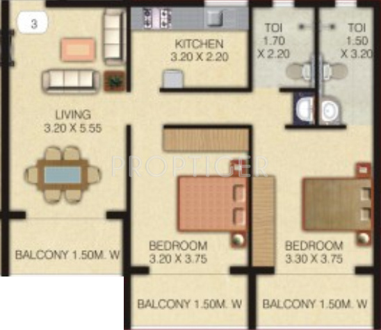 Talak Aleesha Residency (2BHK+2T (1,002 sq ft) 1002 sq ft)
