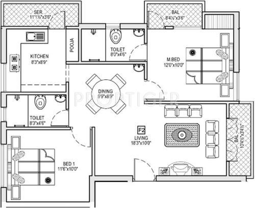 Aavaasa Swami (2BHK+2T (1,026 sq ft) 1026 sq ft)