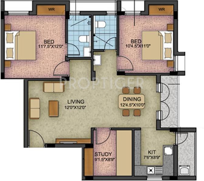 Acchyuthan Matsyam Manor (2BHK+2T (1,151 sq ft)   Study Room 1151 sq ft)