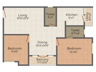 AGP Shreesham (2BHK+2T (950 sq ft) 950 sq ft)